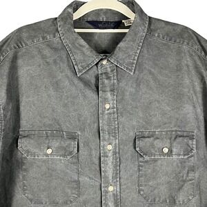 Woolrich Button‎ Down Shirt Mens XL Charcoal Gray Cotton Canvas Utility 6935